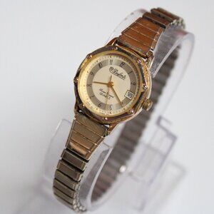 Dufonte Lucien Picard Quartz Watch Gold Tone Date Dial Stainless Steel Womens